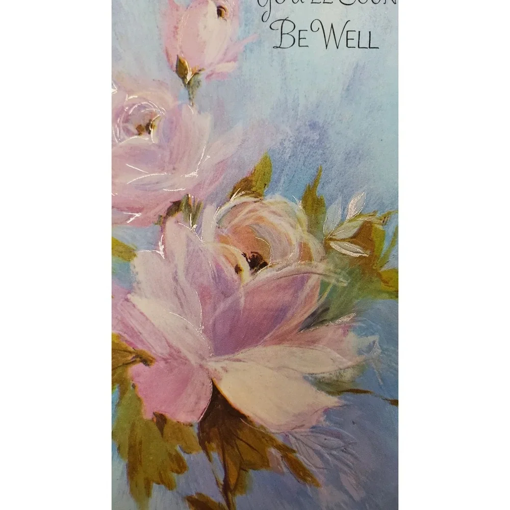 6 Old Vintage Used Get Well‎ Greeting Card Fronts Crafts Flowers Clock Bluebird